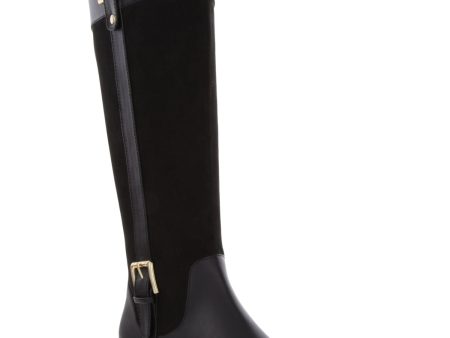 KAREN SCOTT Womens Black Buckled Strap Cushioned Deliee 2 Round Toe Block Heel Zip-Up Riding Boot W Sale