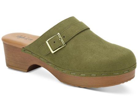 STYLE & COMPANY Womens Green Buckled Strap Accent Cushioned Dakotaa Round Toe Block Heel Slip On Clogs Shoes M Online Hot Sale