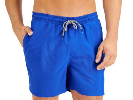 INC Mens Navy Drawstring Regular Fit Moisture Wicking Swim Trunks For Discount