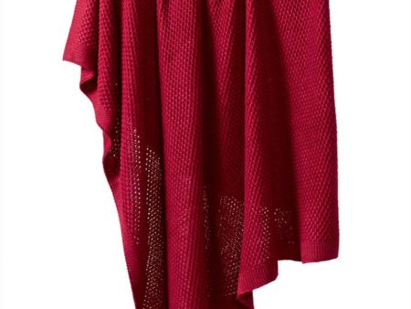 CHARTER CLUB Red Honeycomb Throw For Cheap