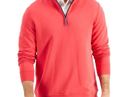 CLUBROOM Mens Coral Mock Neck Classic Fit Quarter-Zip Fleece Sweatshirt Online Hot Sale