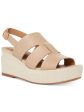 AQUA COLLEGE Womens Beige 1  Platform Wide Straps Padded Nadi Round Toe Wedge Buckle Leather Slingback Sandal M Discount