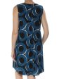 ALFANI Womens Pleated Printed Sleeveless Crew Neck Above The Knee Shift Dress Online Hot Sale