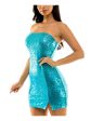 B DARLIN Womens Sequined Sleeveless Strapless Mini Party Sheath Dress For Discount