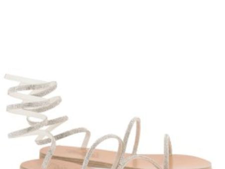 ANCIENT GREEK SANDALS Womens Silver Leg Wrap Detail Embellished Ofis Round Toe Slip On Dress Sandals Shoes Online now