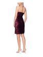 BETSY & ADAM Womens Burgundy Sequined Zippered Vented Hem Lined Sleeveless Asymmetrical Neckline Above The Knee Cocktail Sheath Dress Hot on Sale