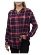 BEACHLUNCHLOUNGE COLLECTION Womens Plaid Cuffed Sleeve Collared Button Up Top Supply