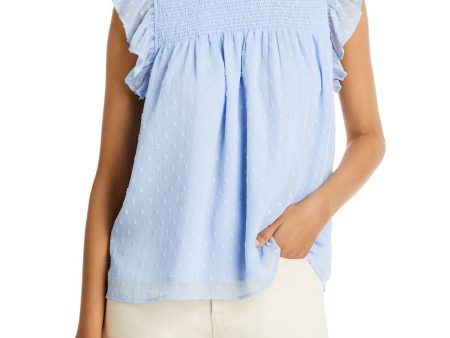 AQUA Womens Zippered Flutter Sleeve Crew Neck Top Online now