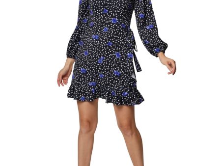 BCBGENERATION Womens Ruffled Floral Balloon Sleeve Square Neck Mini Party Fit + Flare Dress Online