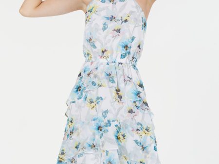 BAR III Womens Floral Sleeveless Halter Below The Knee Hi-Lo Dress Online