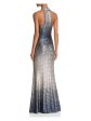 AQUA FORMAL Womens Sequined Ombre Sleeveless Halter Maxi Evening Dress For Discount