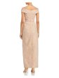 AIDAN MATTOX Womens Pleated Cap Sleeve Off Shoulder Full-Length Evening Sheath Dress Fashion