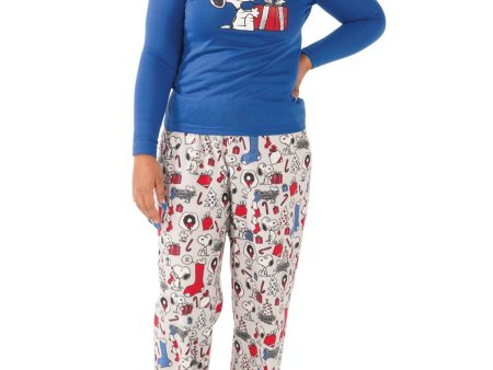 HYBRID APPAREL Blue Graphic Holiday Pajamas Hot on Sale