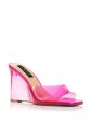 AQUA Womens Pink Translucent Icy Square Toe Wedge Slip On Sandals Shoes M Hot on Sale