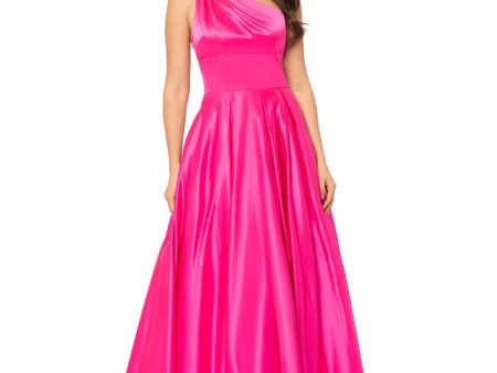 BLONDIE Womens Zippered Sleeveless Asymmetrical Neckline Full-Length Formal Gown Dress For Cheap