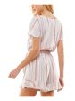 BEBOP Womens Ruffled Striped Flutter Sleeve Surplice Neckline Wide Leg Romper Online