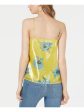 BAR III Womens Yellow Metallic Floral Spaghetti Strap V Neck Tank Top For Sale