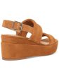 AQUA COLLEGE Womens Brown 1  Platform Padded Nuria Round Toe Wedge Buckle Leather Slingback Sandal M Online Hot Sale