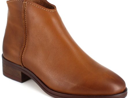 ARTISAN Womens Brown Side Notches Cushioned Adal Pointed Toe Stacked Heel Slip On Leather Booties M Hot on Sale