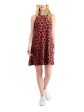 ANNE KLEIN Womens Stretch Printed Sleeveless Jewel Neck Above The Knee Fit + Flare Dress Online Hot Sale