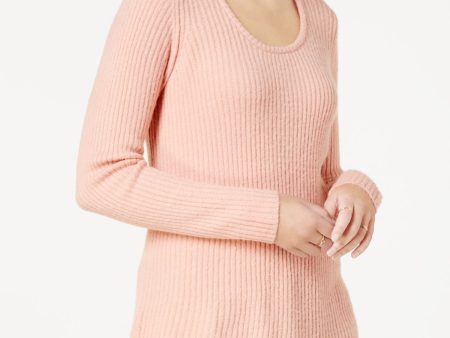 KENSIE Womens Ribbed-knit Choker Long Sleeve Tunic Sweater Discount