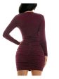 BCX DRESS Womens Ruched Long Sleeve Square Neck Short Party Body Con Dress Sale