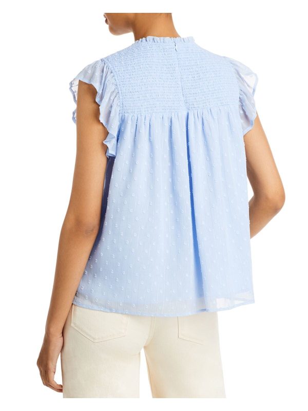 AQUA Womens Zippered Flutter Sleeve Crew Neck Top Online now