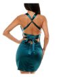 B DARLIN Womens Stretch Ruched Sleeveless V Neck Short Party Body Con Dress Online now