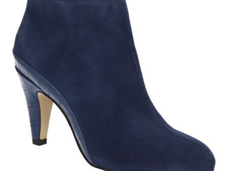 BELLA VITA Womens Navy Comfort Brennan Round Toe Cone Heel Zip-Up Leather Dress Heeled Boots W on Sale