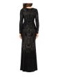 BETSY & ADAM Womens Black Zippered Lined Long Sleeve Round Neck Full-Length Formal Gown Dress Fashion