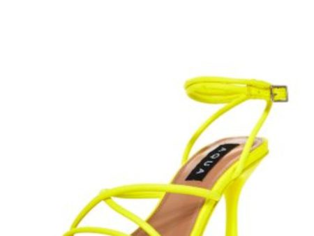 AQUA Womens Green Padded Ankle Strap Strappy Arlow Open Toe Flare Buckle Heeled M Sale