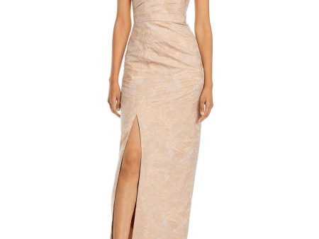 AIDAN MATTOX Womens Pleated Cap Sleeve Off Shoulder Full-Length Evening Sheath Dress Fashion