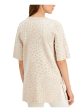 ALFANI Womens Beige Printed Short Sleeve Sweater Discount