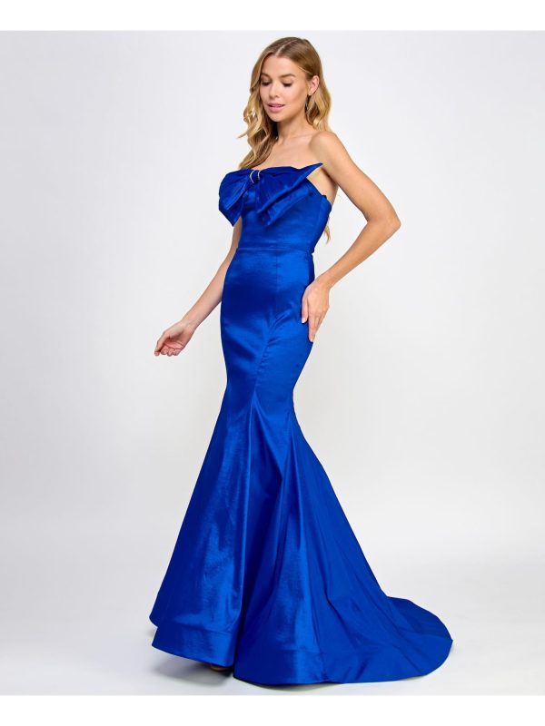 B DARLIN Womens Zippered Sleeveless Strapless Full-Length Formal Mermaid Dress Sale