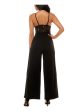 ALMOST FAMOUS Womens Black Lace Adjustable Straps Sleeveless Sweetheart Neckline Party Cami Wide Leg Jumpsuit Sale