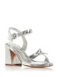 ALEXANDRE BIRMAN Womens Silver Padded Knotted Ankle Strap Metallic Clarita Almond Toe Flare Buckle Leather Dress Heeled Online