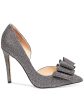 BETSEY JOHNSON Womens Gray Metallic Glitter Padded Bow Accent D Orsay Prince Pointed Toe Stiletto Slip On Dress Pumps Shoes M Supply