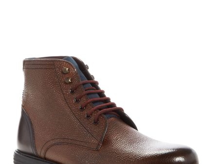 TED BAKER LONDON Mens Brown Karusl Round Toe Block Heel Lace-Up Leather Chukka Boots Online Hot Sale