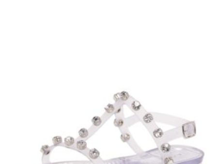 AQUA Womens Clear Translucent Slingback Studded T-Strap Open Toe Buckle Jelly Online