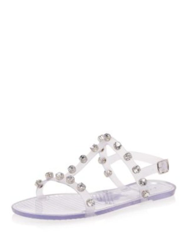 AQUA Womens Clear Translucent Slingback Studded T-Strap Open Toe Buckle Jelly Online