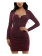 BCX DRESS Womens Ruched Long Sleeve Square Neck Short Party Body Con Dress Sale