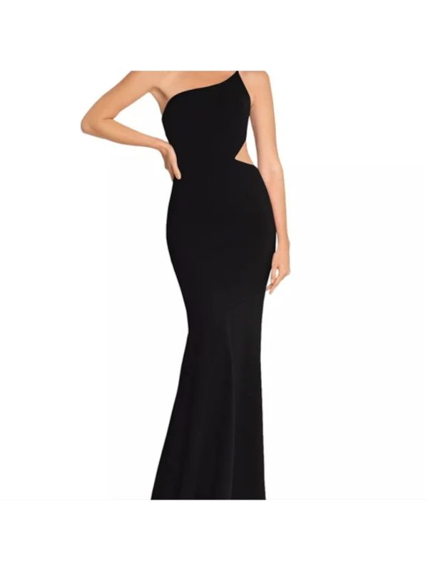 AQUA FORMAL Womens Cut Out Spaghetti Strap Asymmetrical Neckline Full-Length Evening Mermaid Dress Discount