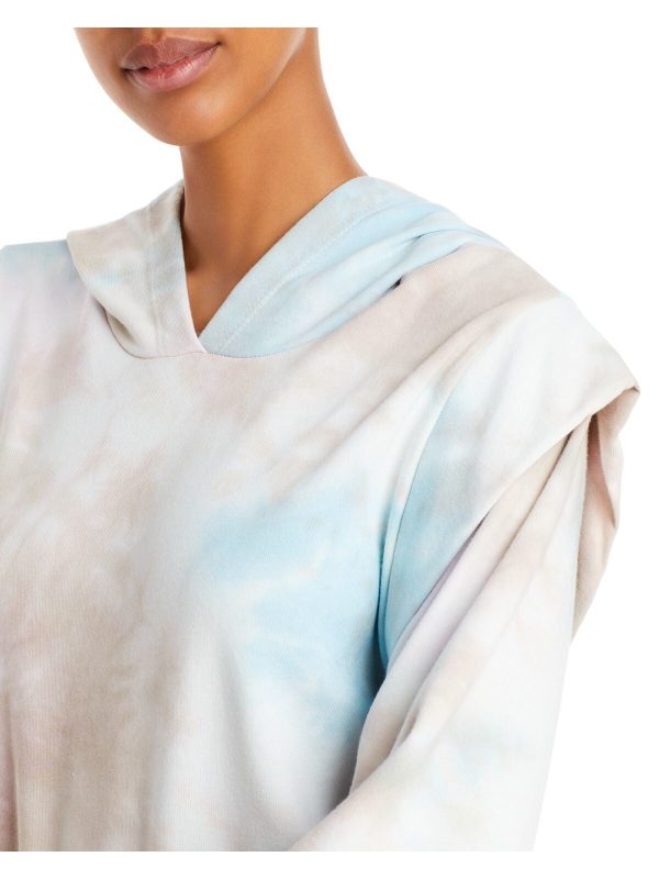 AQUA Womens Tie Dye Long Sleeve Hoodie Top on Sale