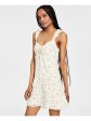 BAR III Womens Ruffled Floral Sleeveless V Neck Short Fit + Flare Dress Hot on Sale