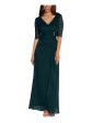 B&A  BY BETSY & ADAM Womens Zippered Elbow Sleeve V Neck Full-Length Formal Gown Dress Online now