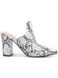 WILD PAIR Womens White Snake Print Comfort Carlita Pointed Toe Block Heel Slip On Heeled Mules Shoes M Online Sale