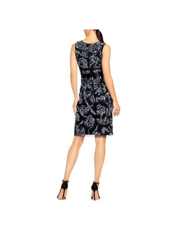 AIDAN MATTOX Womens Zippered Sleeveless V Neck Short Cocktail Sheath Dress Online Sale