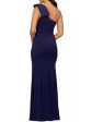 AQUA FORMAL Womens Zippered Sleeveless Asymmetrical Neckline Full-Length Formal Mermaid Dress Supply