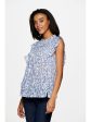 BEACHLUNCHLOUNGE COLLECTION Womens Ruffled Floral Flutter Sleeve Round Neck Top Sale