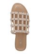 BAR III Womens Beige Caged Metallic Studded Padded Pecanna Round Toe Block Heel Slip On Slide Sandals Shoes M Fashion